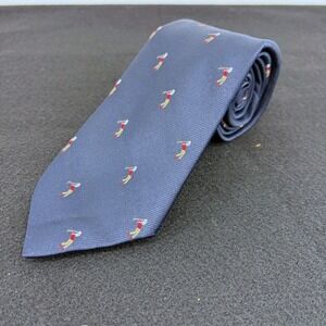 Vintage Excello Cravats Mens Navy Blue Golf Print Polyester Neck Tie Made in USA